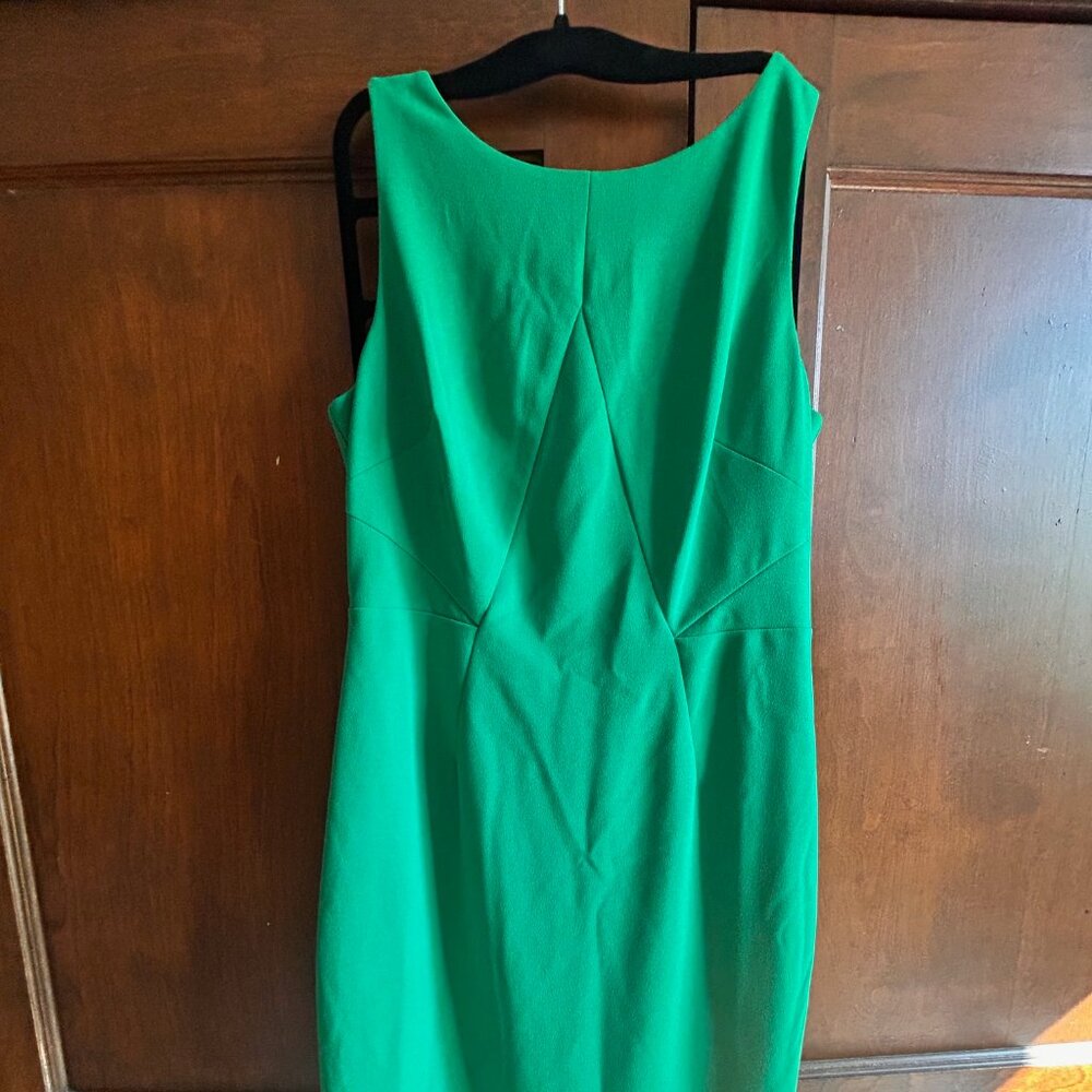 Vince Camuto green structured sleeveless mini dress.